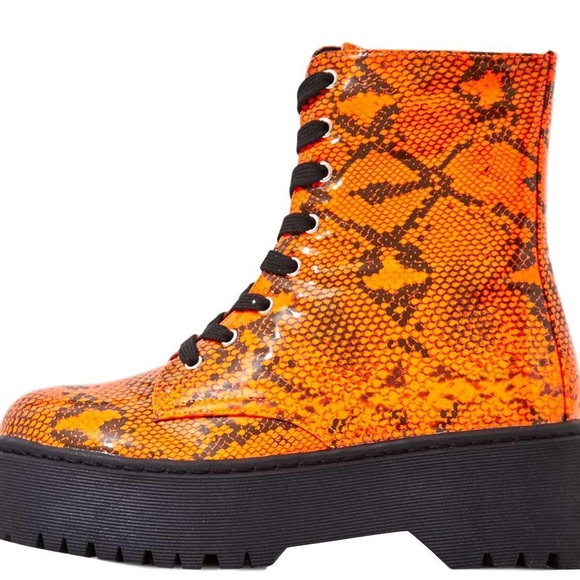 Neon orange snake combat boot - Picture 5 of 5